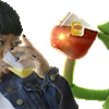 Kermit sipping tea