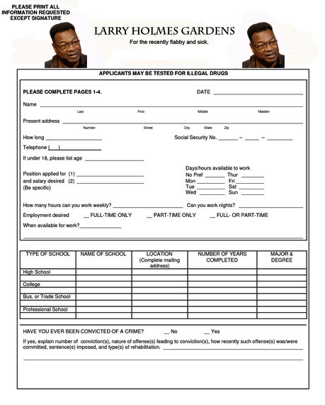 Larry Holmes Gardens Application